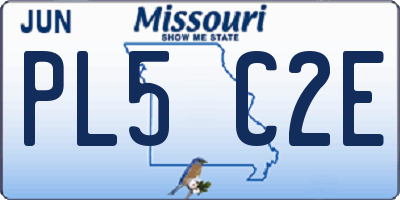 MO license plate PL5C2E