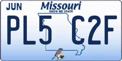 MO license plate PL5C2F