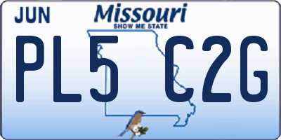 MO license plate PL5C2G