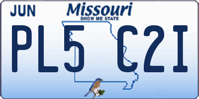 MO license plate PL5C2I