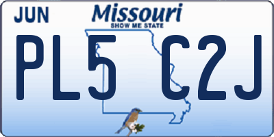 MO license plate PL5C2J