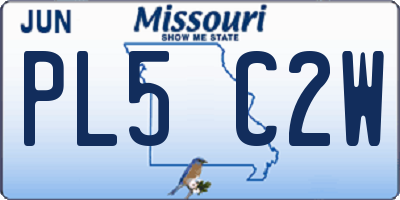 MO license plate PL5C2W
