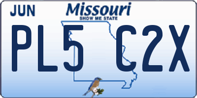 MO license plate PL5C2X