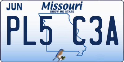 MO license plate PL5C3A