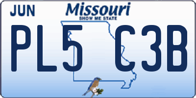 MO license plate PL5C3B