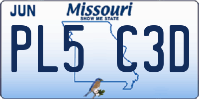 MO license plate PL5C3D