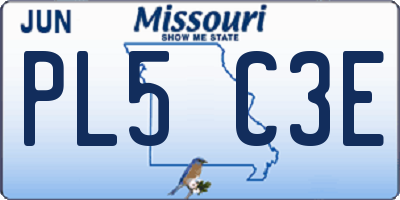 MO license plate PL5C3E