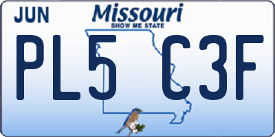 MO license plate PL5C3F
