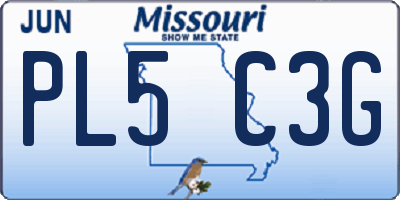 MO license plate PL5C3G