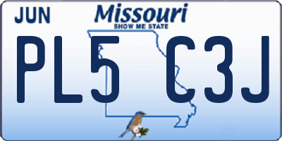 MO license plate PL5C3J