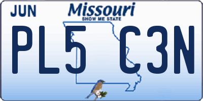 MO license plate PL5C3N