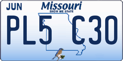 MO license plate PL5C3O