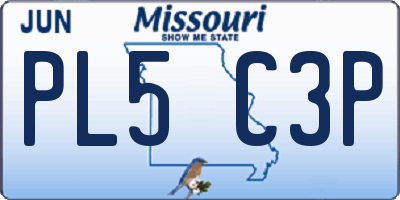 MO license plate PL5C3P