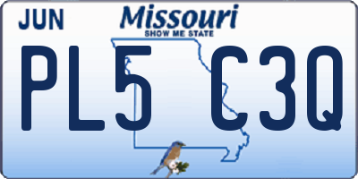 MO license plate PL5C3Q