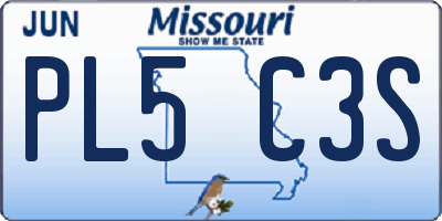 MO license plate PL5C3S