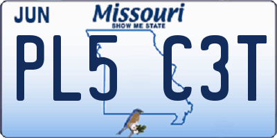 MO license plate PL5C3T