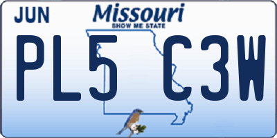 MO license plate PL5C3W