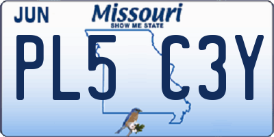 MO license plate PL5C3Y
