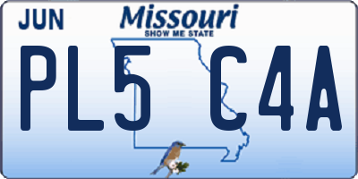 MO license plate PL5C4A