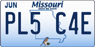 MO license plate PL5C4E