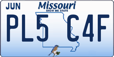 MO license plate PL5C4F