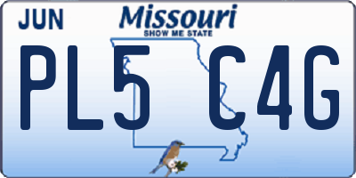 MO license plate PL5C4G