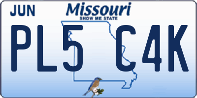 MO license plate PL5C4K