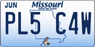 MO license plate PL5C4W