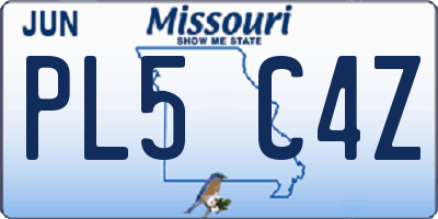 MO license plate PL5C4Z