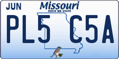 MO license plate PL5C5A