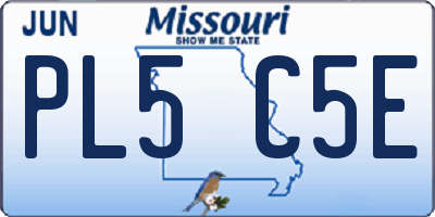 MO license plate PL5C5E