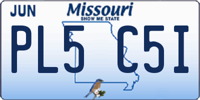 MO license plate PL5C5I
