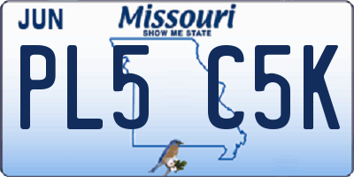 MO license plate PL5C5K