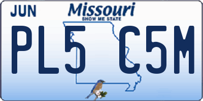 MO license plate PL5C5M