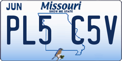 MO license plate PL5C5V