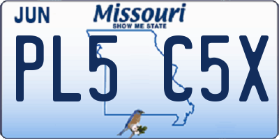 MO license plate PL5C5X