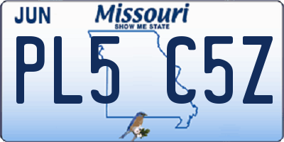 MO license plate PL5C5Z