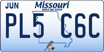 MO license plate PL5C6C