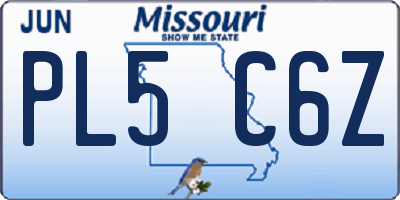 MO license plate PL5C6Z