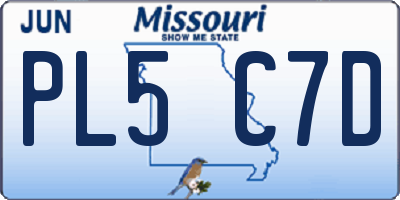 MO license plate PL5C7D