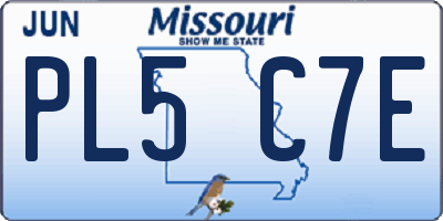 MO license plate PL5C7E