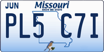 MO license plate PL5C7I