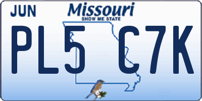 MO license plate PL5C7K