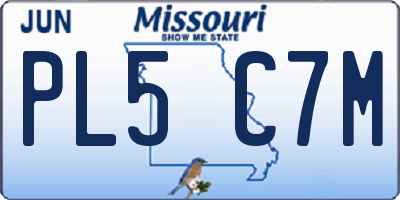MO license plate PL5C7M