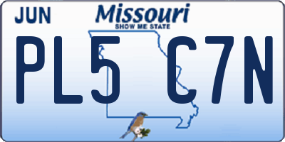MO license plate PL5C7N