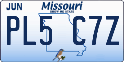 MO license plate PL5C7Z
