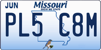 MO license plate PL5C8M
