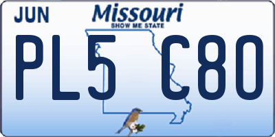 MO license plate PL5C8O