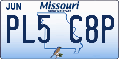 MO license plate PL5C8P