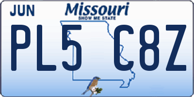 MO license plate PL5C8Z